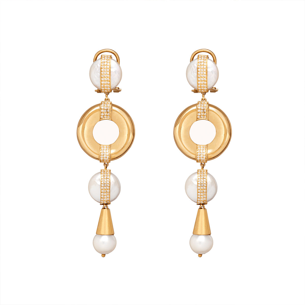 Earrings with Pearls and Diamonds