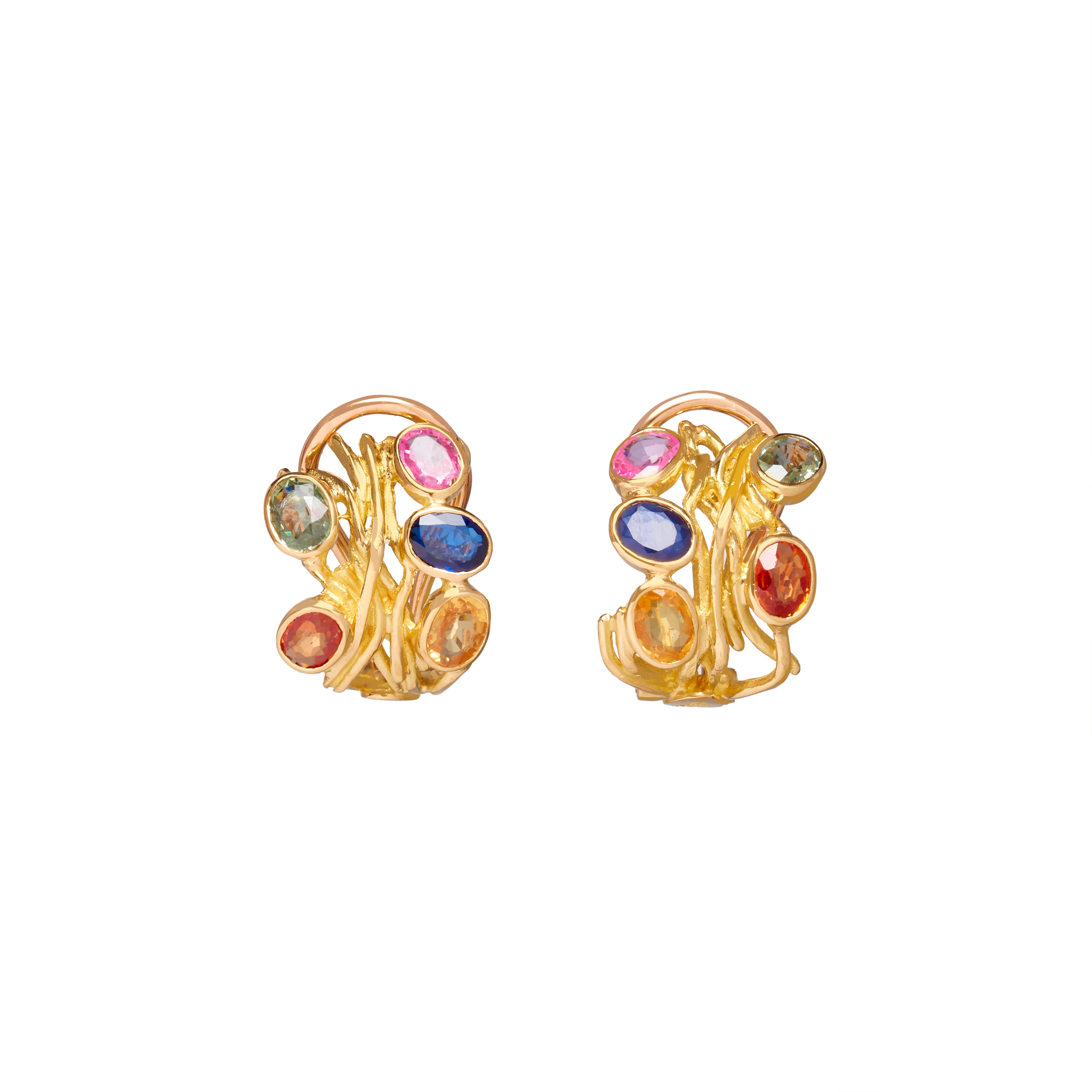 Earrings with Colorful Sapphires
