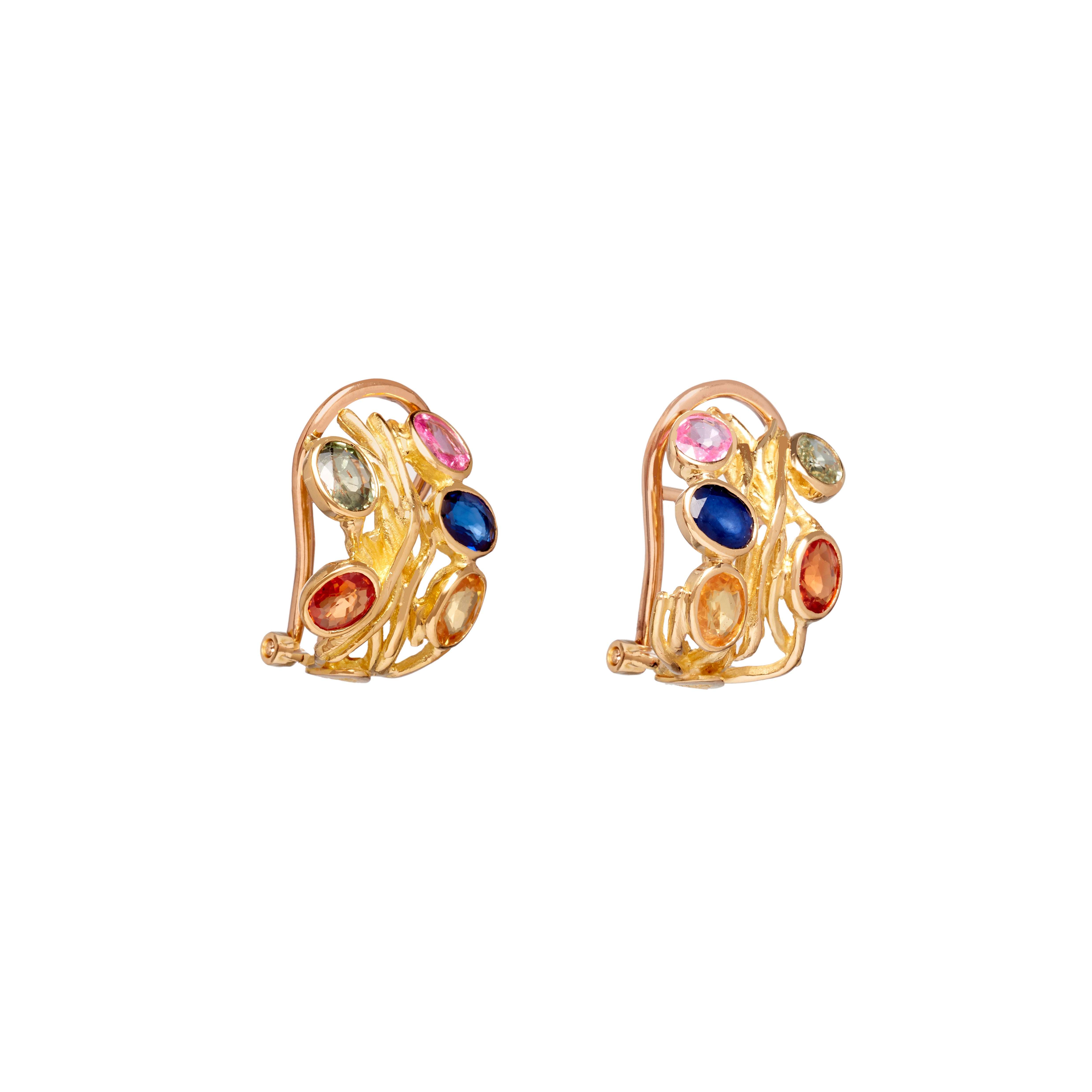 Earrings with Colorful Sapphires
